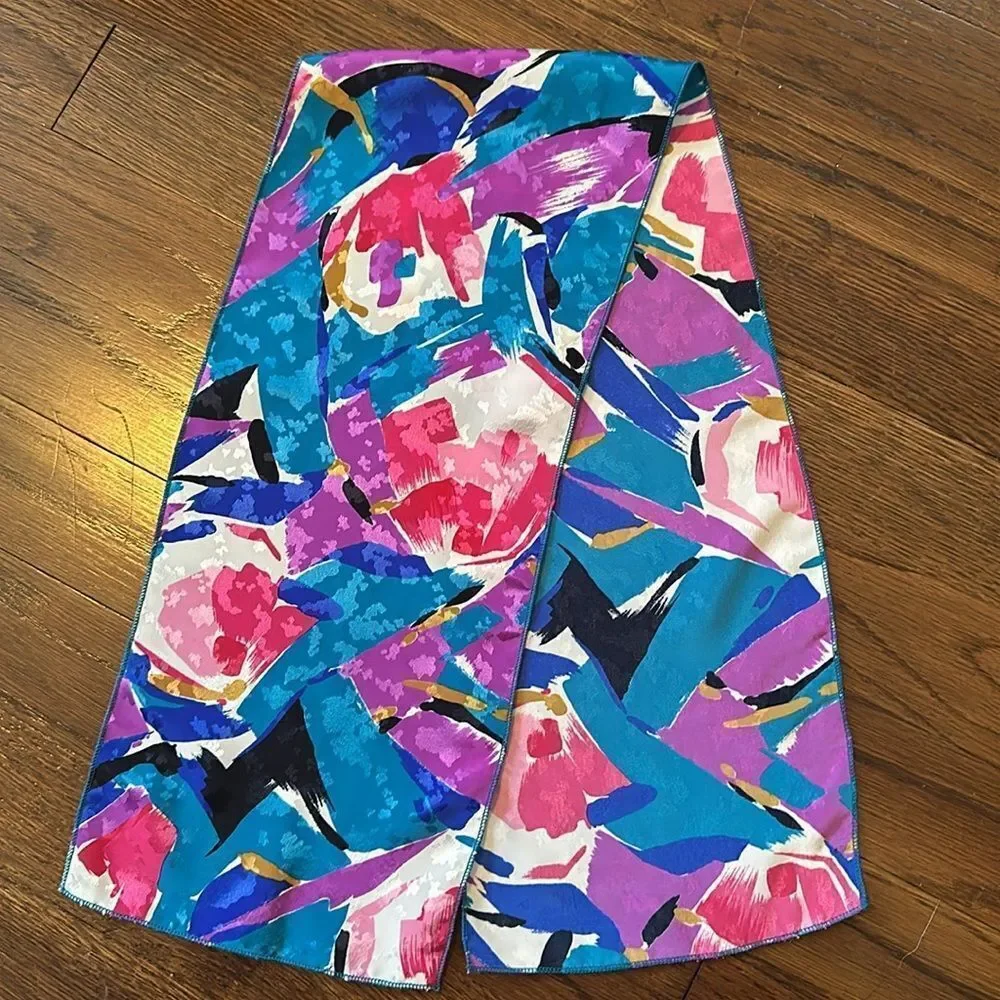 Multi colored‎ shiny polyester neck scarf
